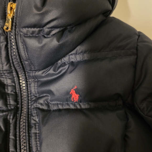 Ralph Lauren POLO Black Puffer Jacket with Gold Accents - Picture 2 of 3